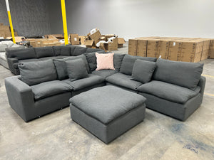 Bassett Beckham Track Arm Modular L-Shaped Sectional (Pewter)