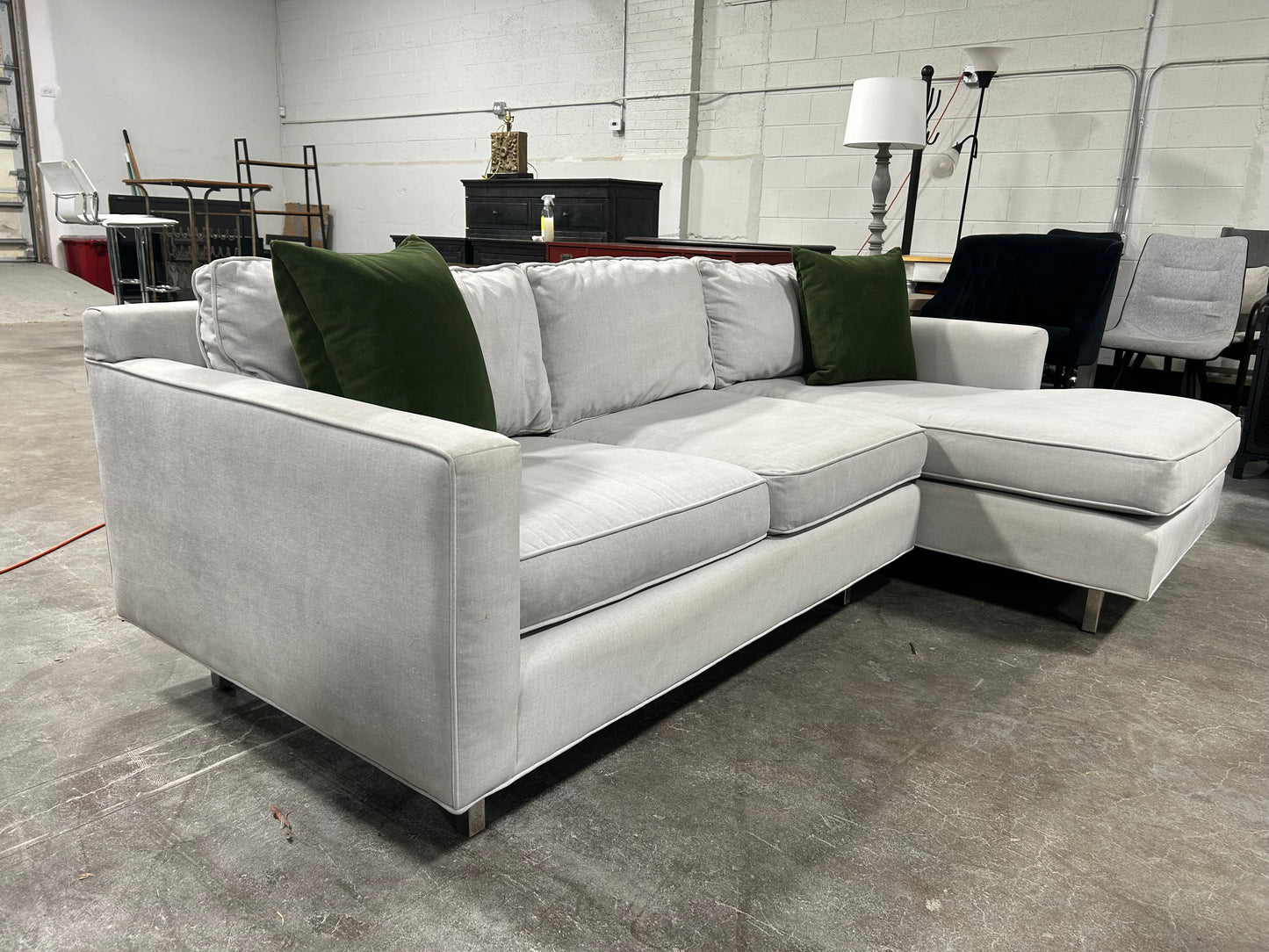 Mitchell Gold Sky Grey Chaise Sectional