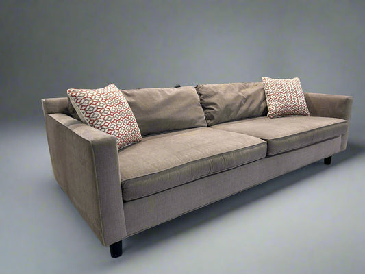 Mitchell Gold Gray Velvet MCM Sofa