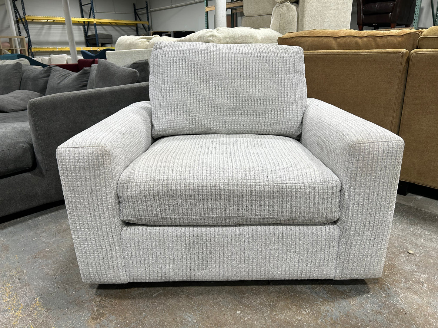 Arhaus Sky Grey Oversize Swivel Chair