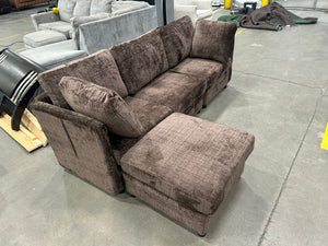 Dark Brown Modular Sectional w/Storage Ottoman