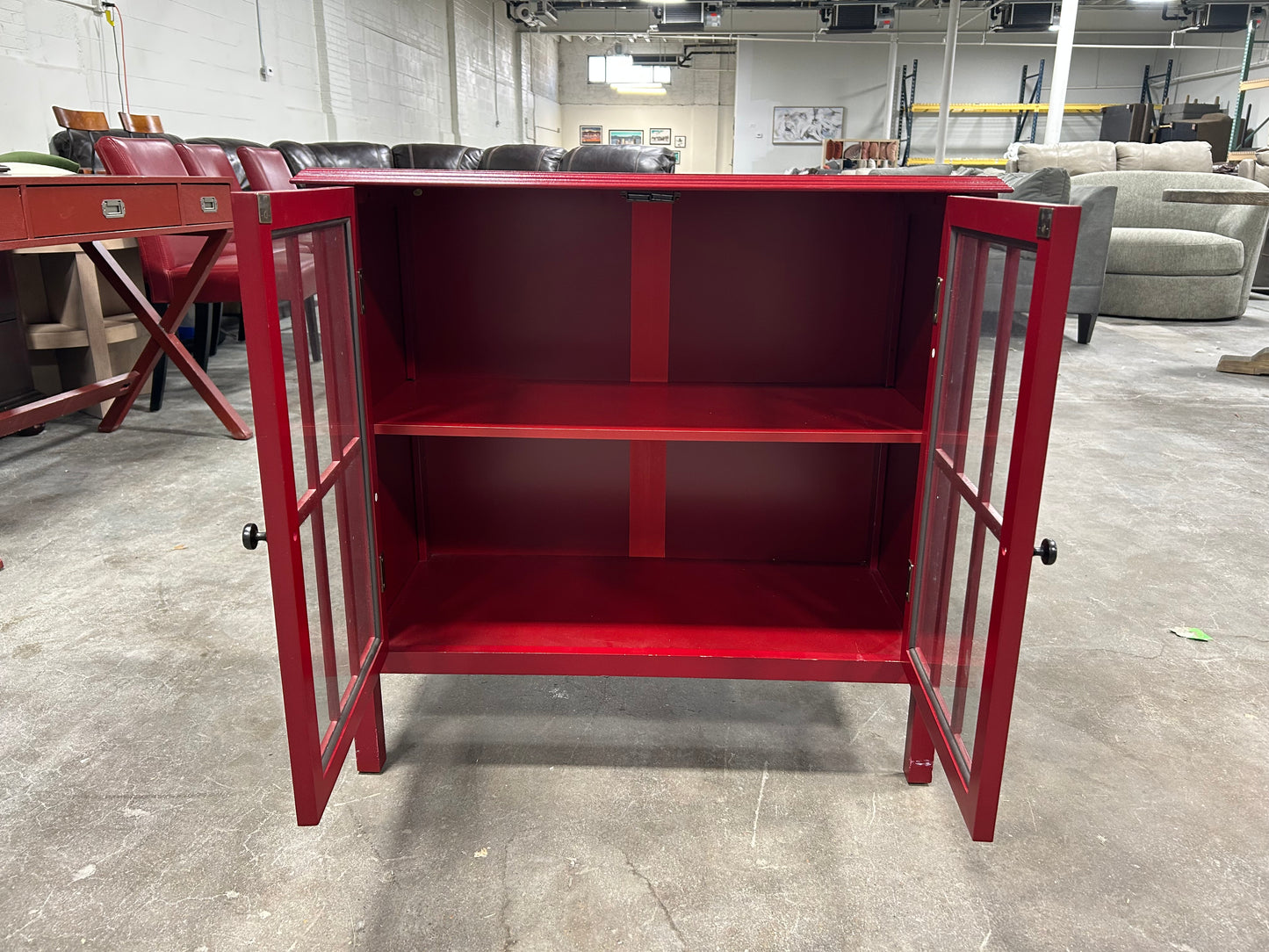 Contemporary Red Wooden Credenza