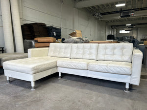 White Leather MCM Chaise Sectional