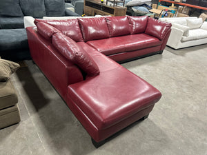 2-Pc Red Leather Chaise Sectional