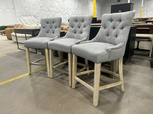 Studded Light Gray Barstools (3)