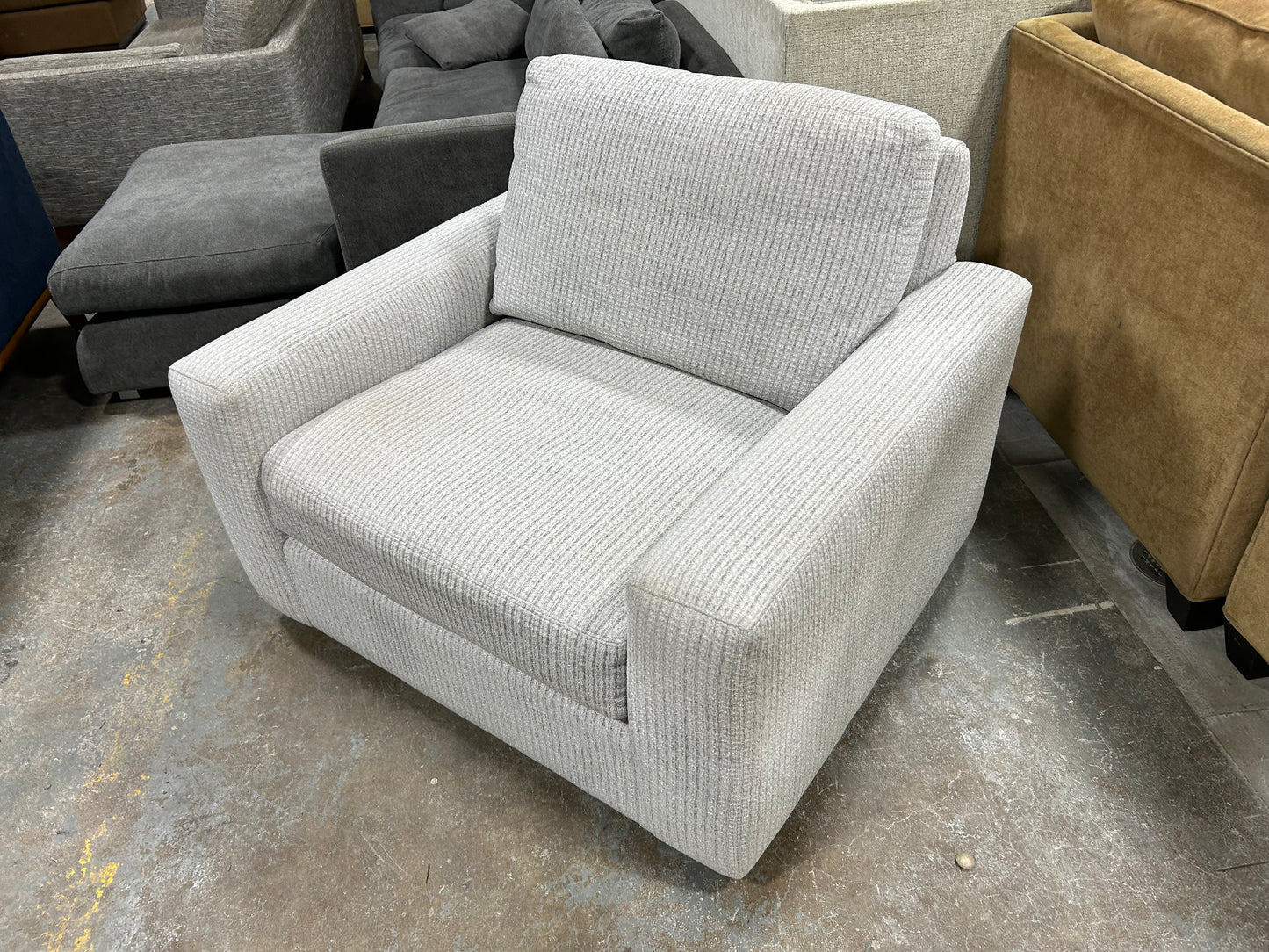 Arhaus Sky Grey Oversize Swivel Chair