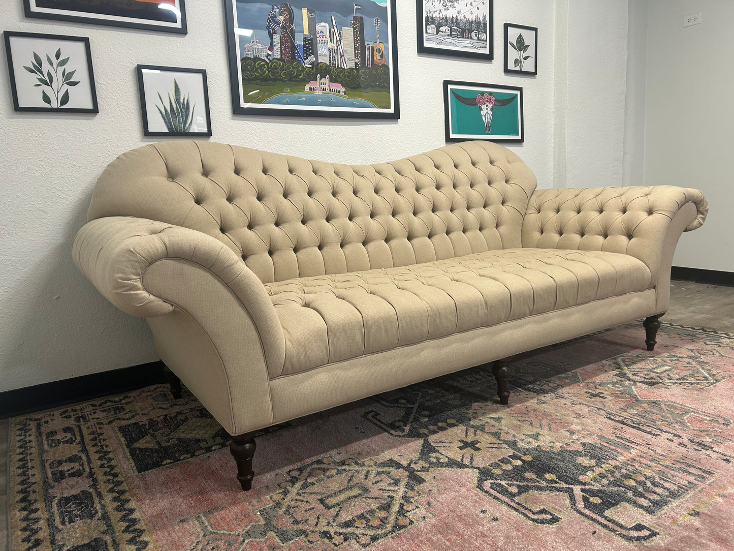 ELEGANT Arhaus Beige Tufted Arabella Sofa