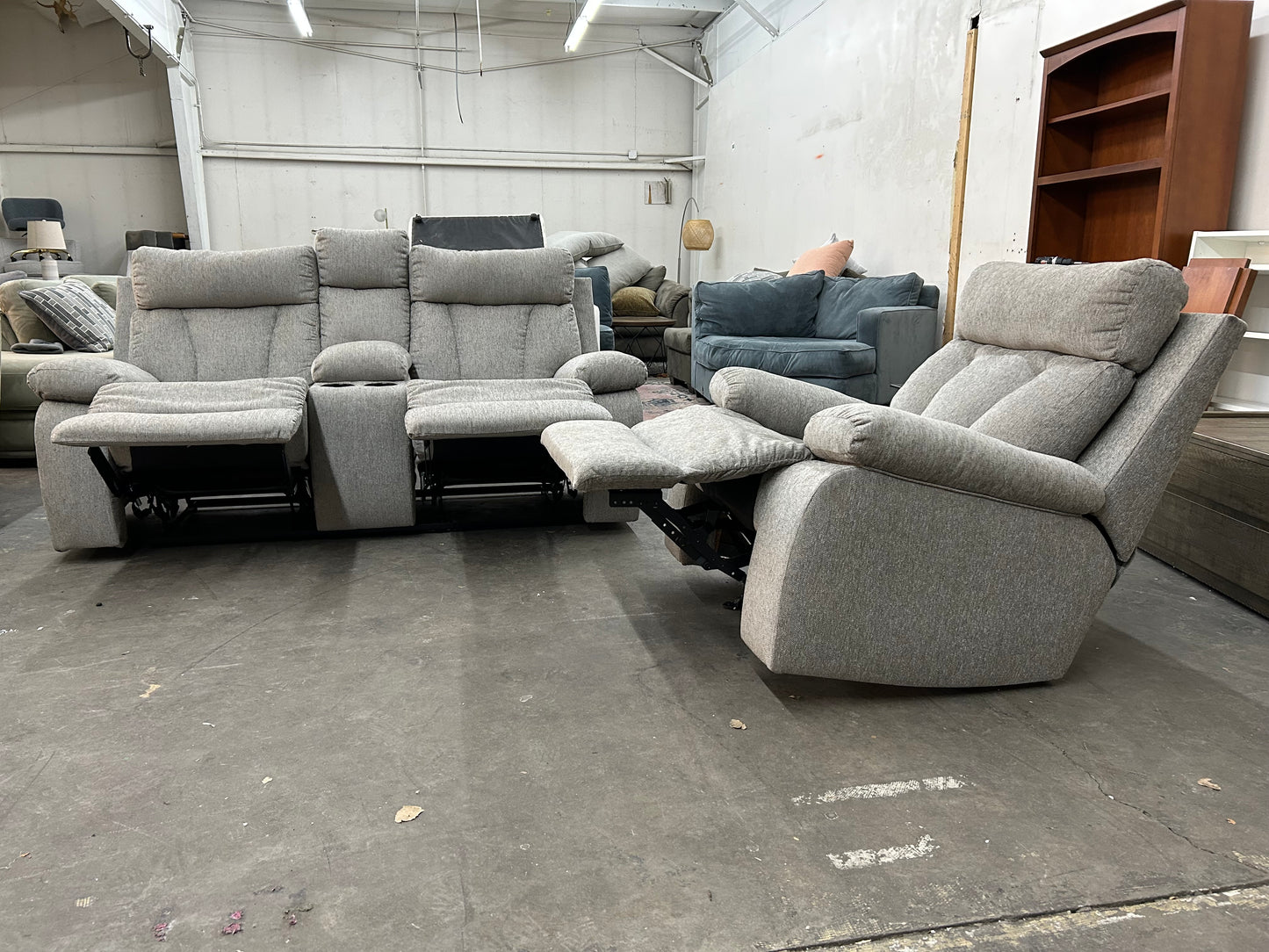 Gray Recliner Couch And Chair Set