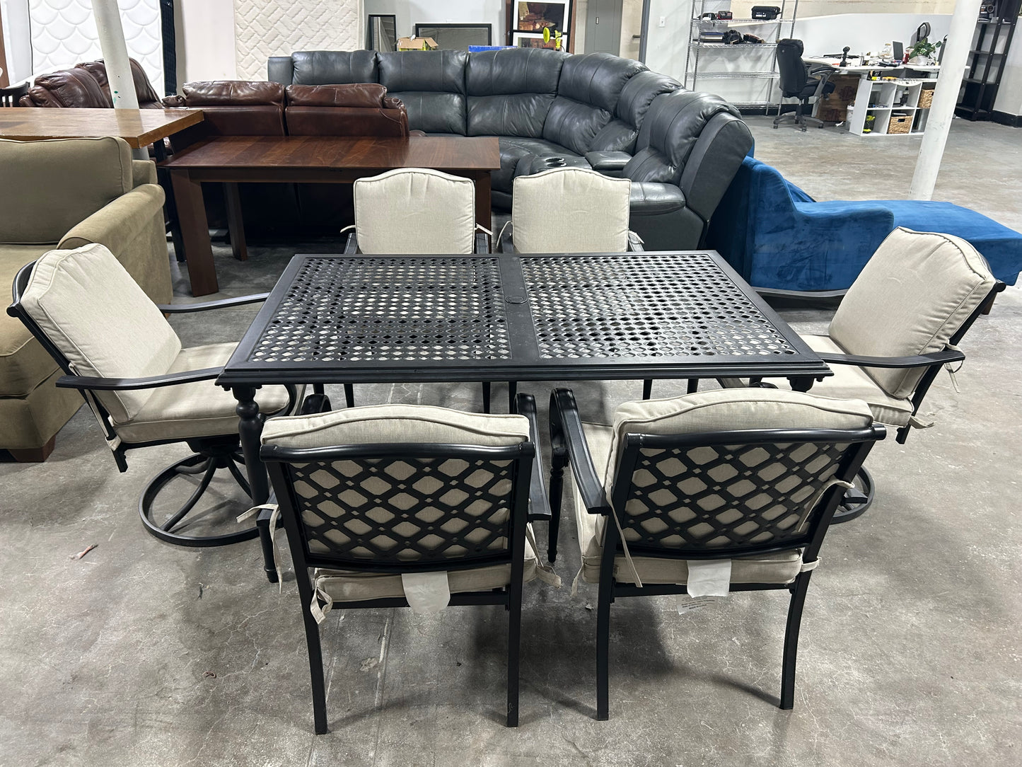 7-Pc Outdoor Metal Patio Table & Chair Set