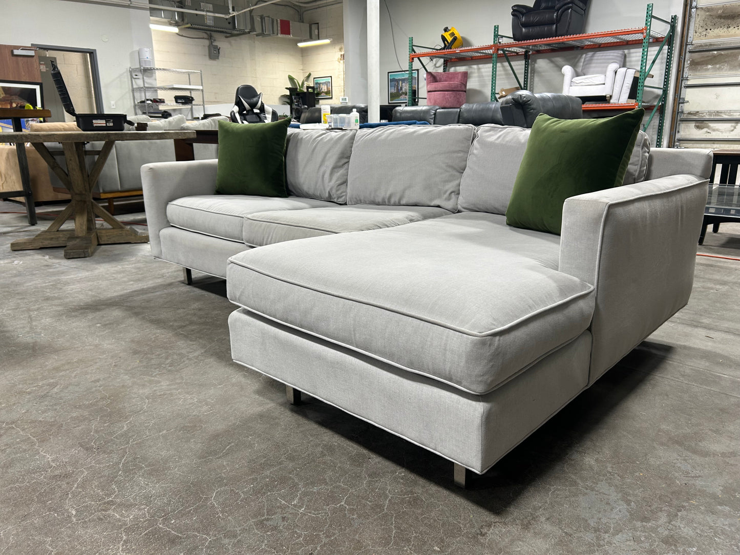 Mitchell Gold Sky Grey Chaise Sectional