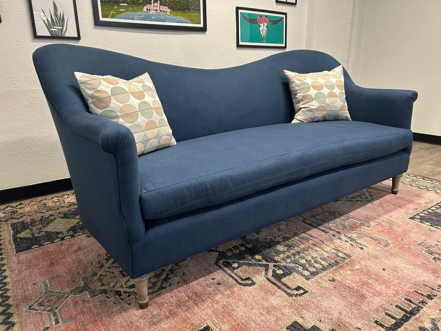 Anthropologie Blue 82” Pied-A-Terre Sofa