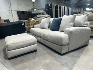 Contemporary Light Gray Oversize Sofa w/Ottoman