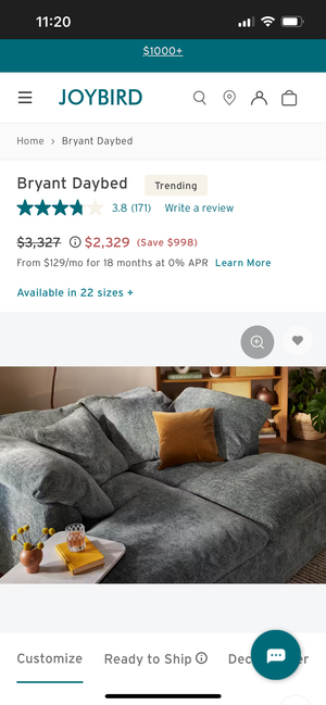Joybird Bryant Daybed (Bentley Daisy)