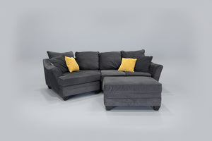Dark Gray Cuddler Sectional w/Storage Ottoman