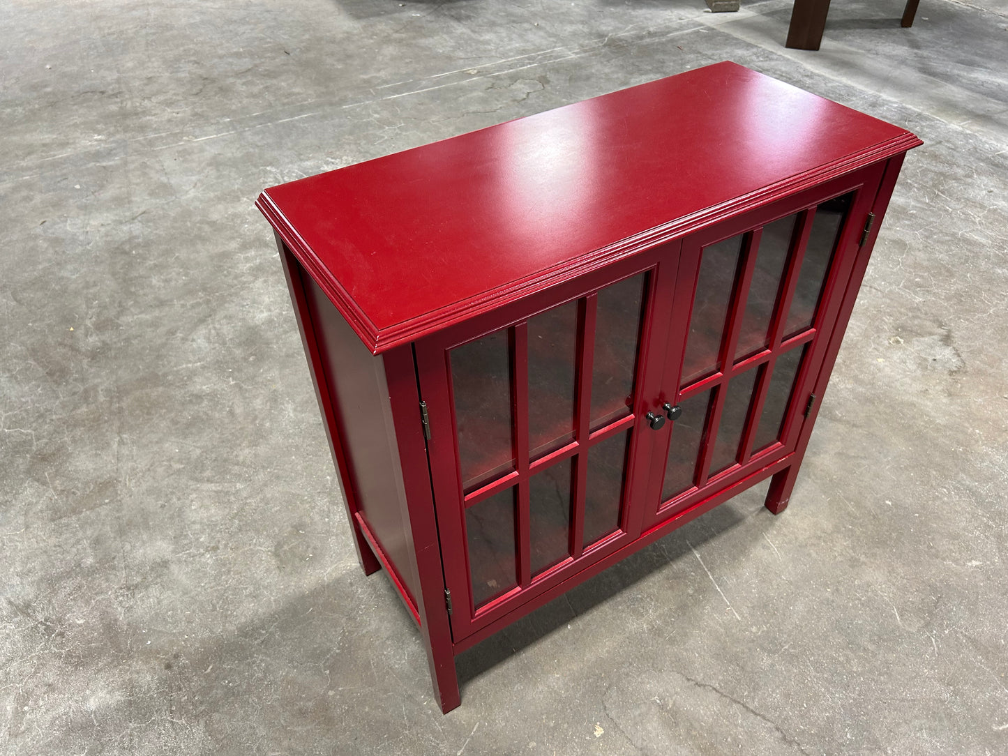 Contemporary Red Wooden Credenza
