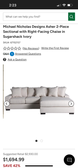 Michael Nicholas Designs Beige 2-Pc Asher Sectional