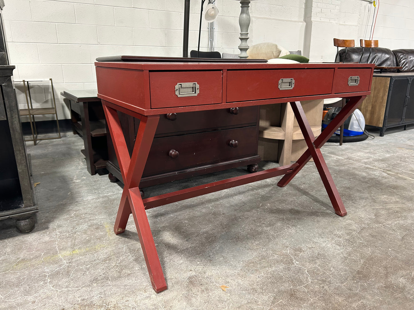 Red Wooden MCM Desk