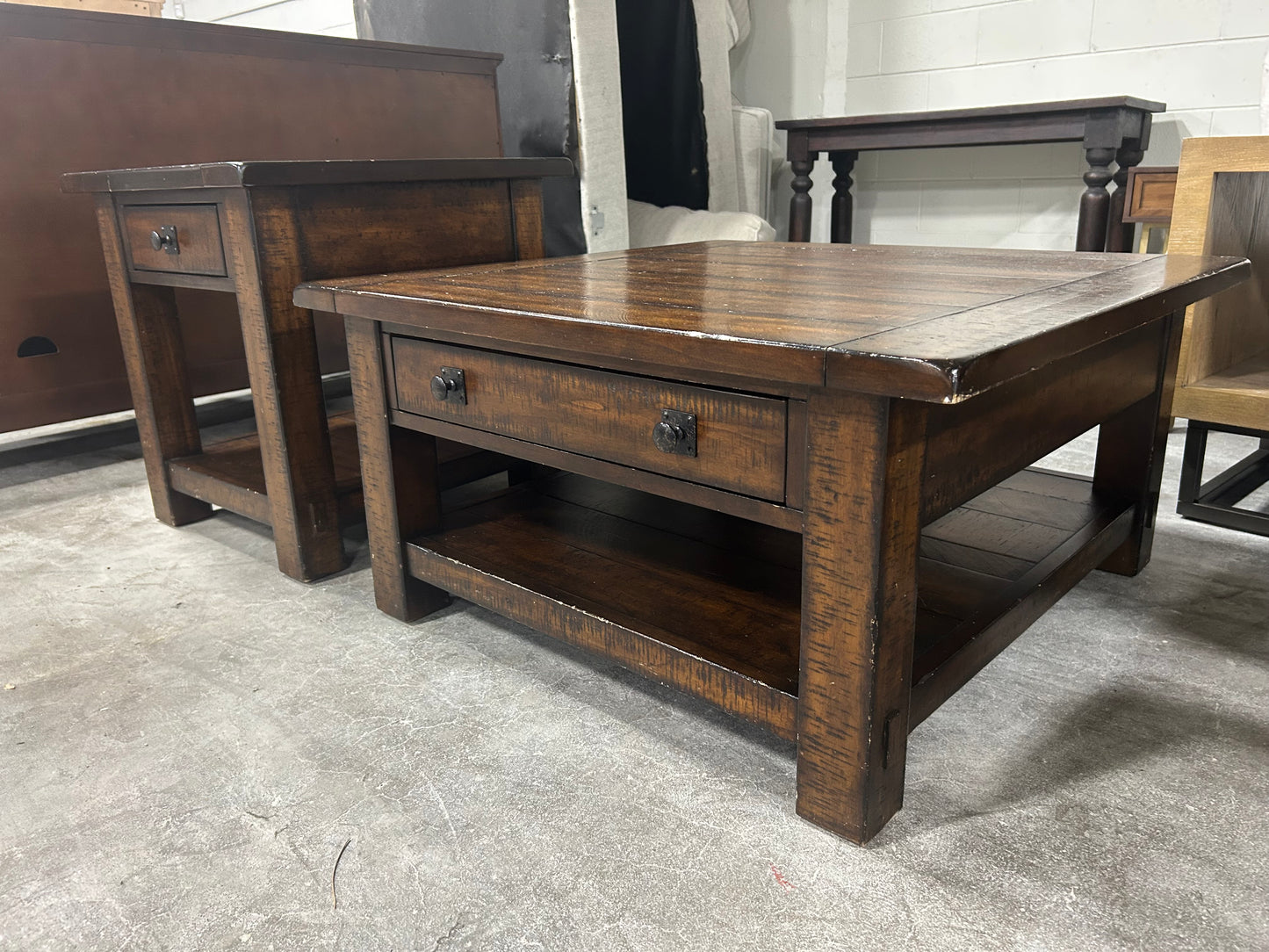 Pottery Barn Benchwright Coffee Table/End Table Set