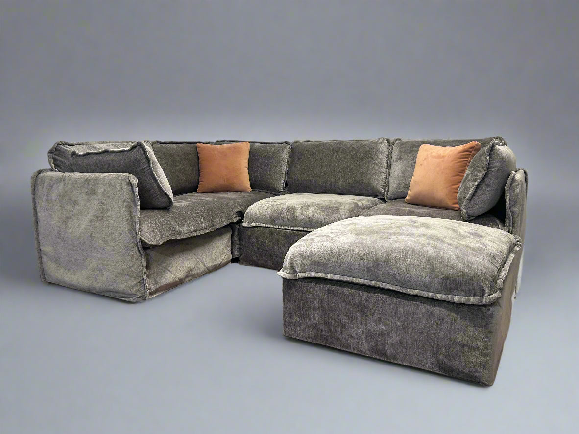 Anabei Modular Gray Velvet Cloud Sectional