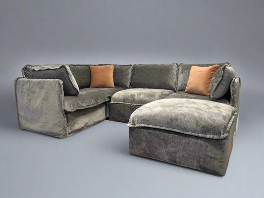 Anabei Modular Gray Velvet Cloud Sectional