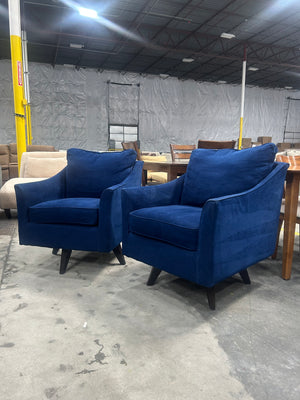 La-Z-Boy Navy Velvet Swivel Chair Set