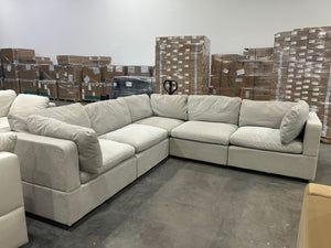 Albany Park Kova Box Cushion Corner Sectional - Oatmeal Performance Chenille