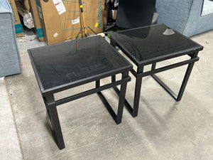 Modern Black Glass End Table Set