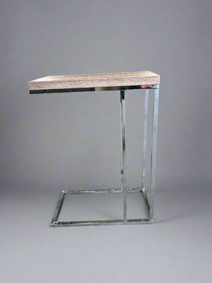 Contemporary Light Brown Metal C-Table