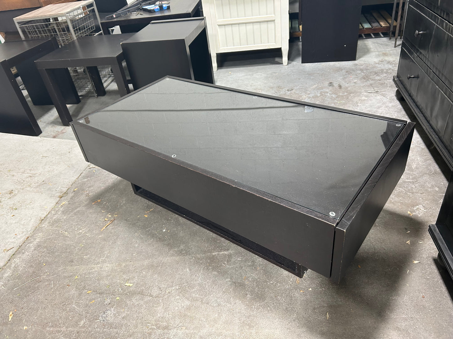 Espresso Wooden Glass-Top Coffee Table