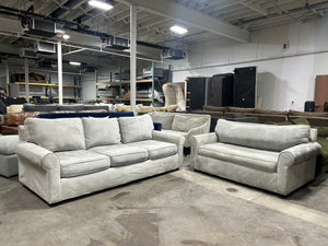 Contemporary Light Gray Velvet Sofa & Oversize Chair Set