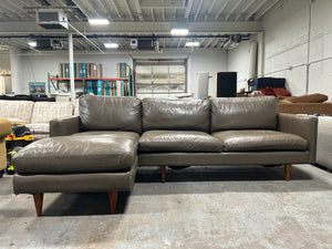 Room & Board Taupe Leather Jasper Sectional