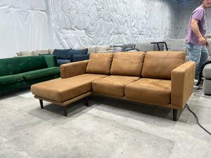 Tan Microsuede Reversible Chaise Sectional