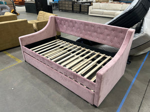 Mauve Velvet MCM Trundle Bed