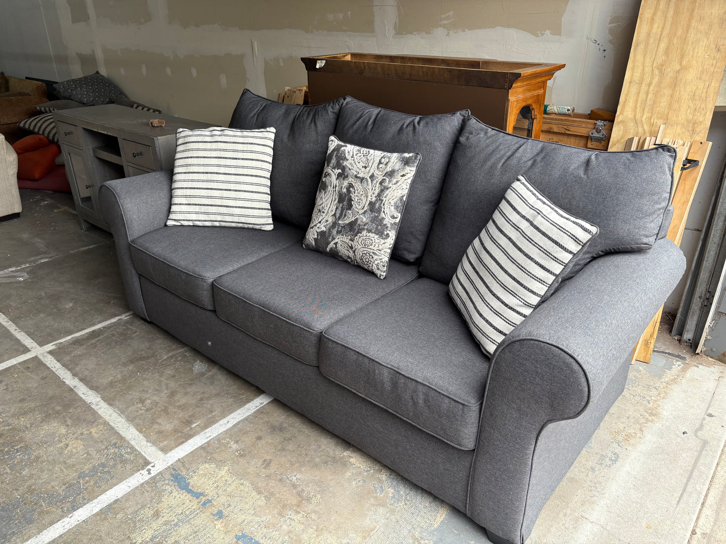 Contemporary Charcoal Gray Sofa