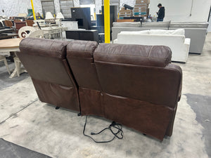Brown Leather Recliner-Glider Sofa