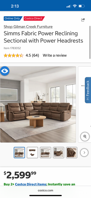 Gilman Creek Simms Power Reclining Sectional w/Power Headrests