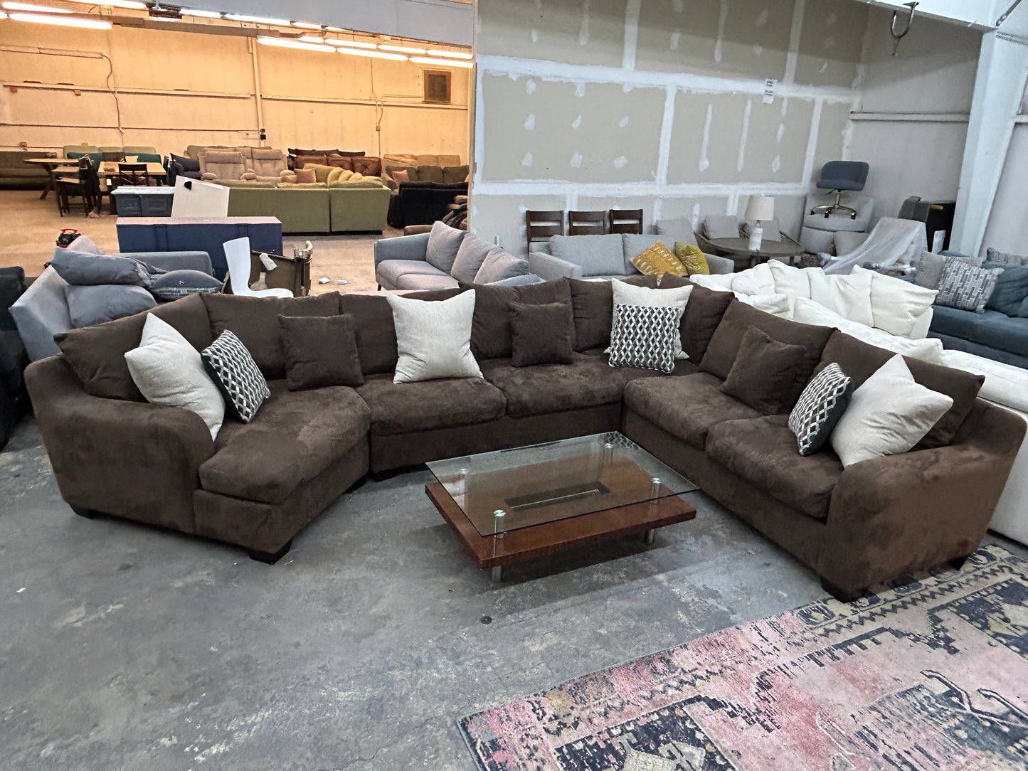 Brown MaxHome Cuddler Chaise Sectional