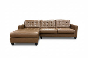 Brown Leather MCM Chaise Sectional
