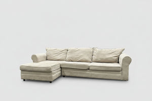 Cream 2-Pc Microfiber Chaise Sectional