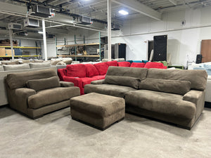 Z Gallerie MAMMOTH 3-Pc Brown Sofa & Chair Set w/Ottoman