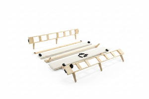 Cream Upholstered MCM Queen Bed Frame