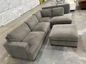 2-Pc Contemporary Gray Chaise Sectional w/Ottoman
