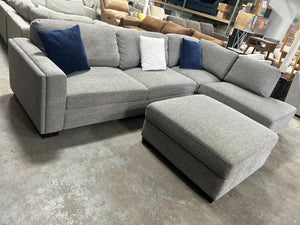 Contemporary Light Gray Chaise Sectional w/Ottoman