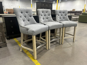 Studded Light Gray Barstools (3)