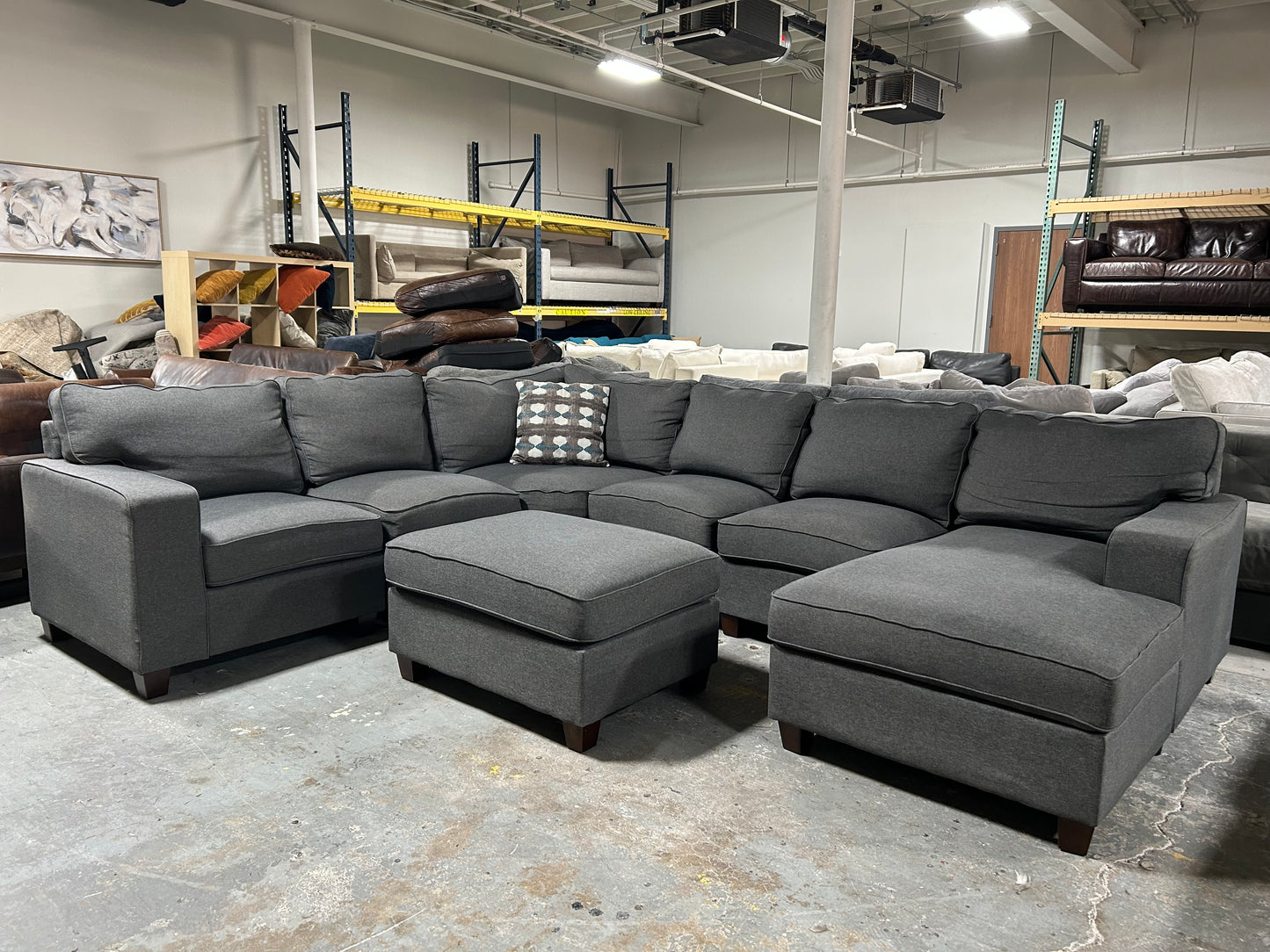 7-Pc Modular Dark Gray Sectional w/Ottoman