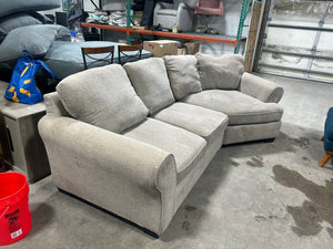 2-Pc Taupe Chenille Cuddler Sectional