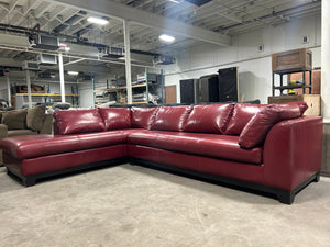 2-Pc Red Leather Chaise Sectional