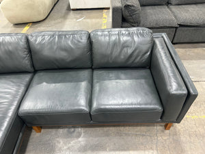 West Elm Dekalb 2-Pc Leather Bumper Chaise Sectional