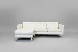 White Leather MCM Chaise Sectional