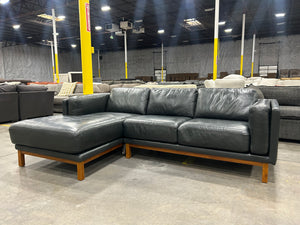 West Elm Dekalb 2-Pc Leather Bumper Chaise Sectional